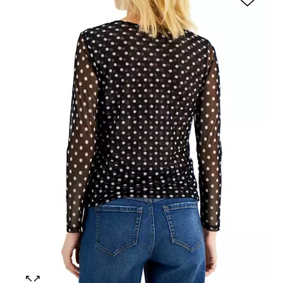 Printed Mesh Crewneck Top, Created for Macy’s✨ - Picture 2 of 7